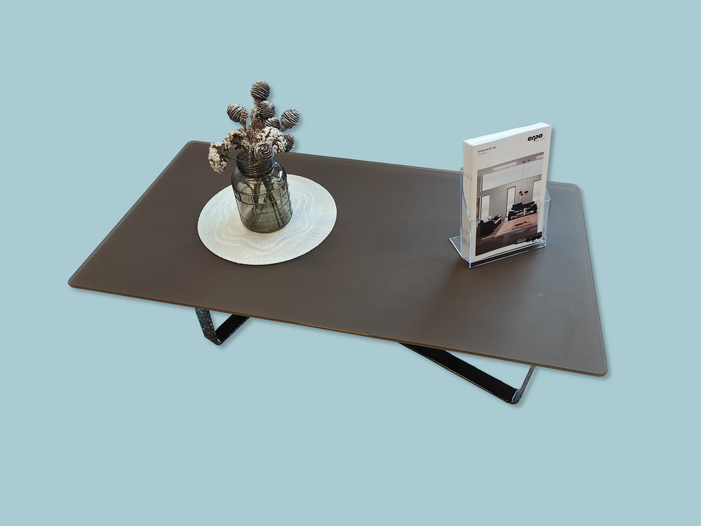 Couchtisch Glasplatte braun 125 x 65 cm