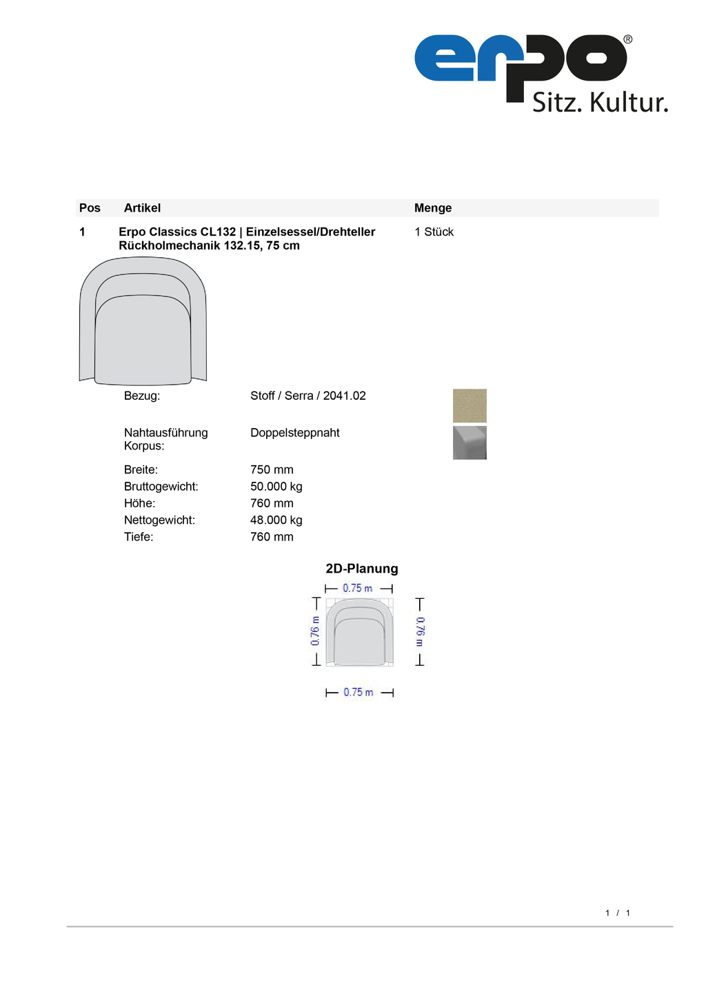 CL132 Einzelsessel mit Drehteller