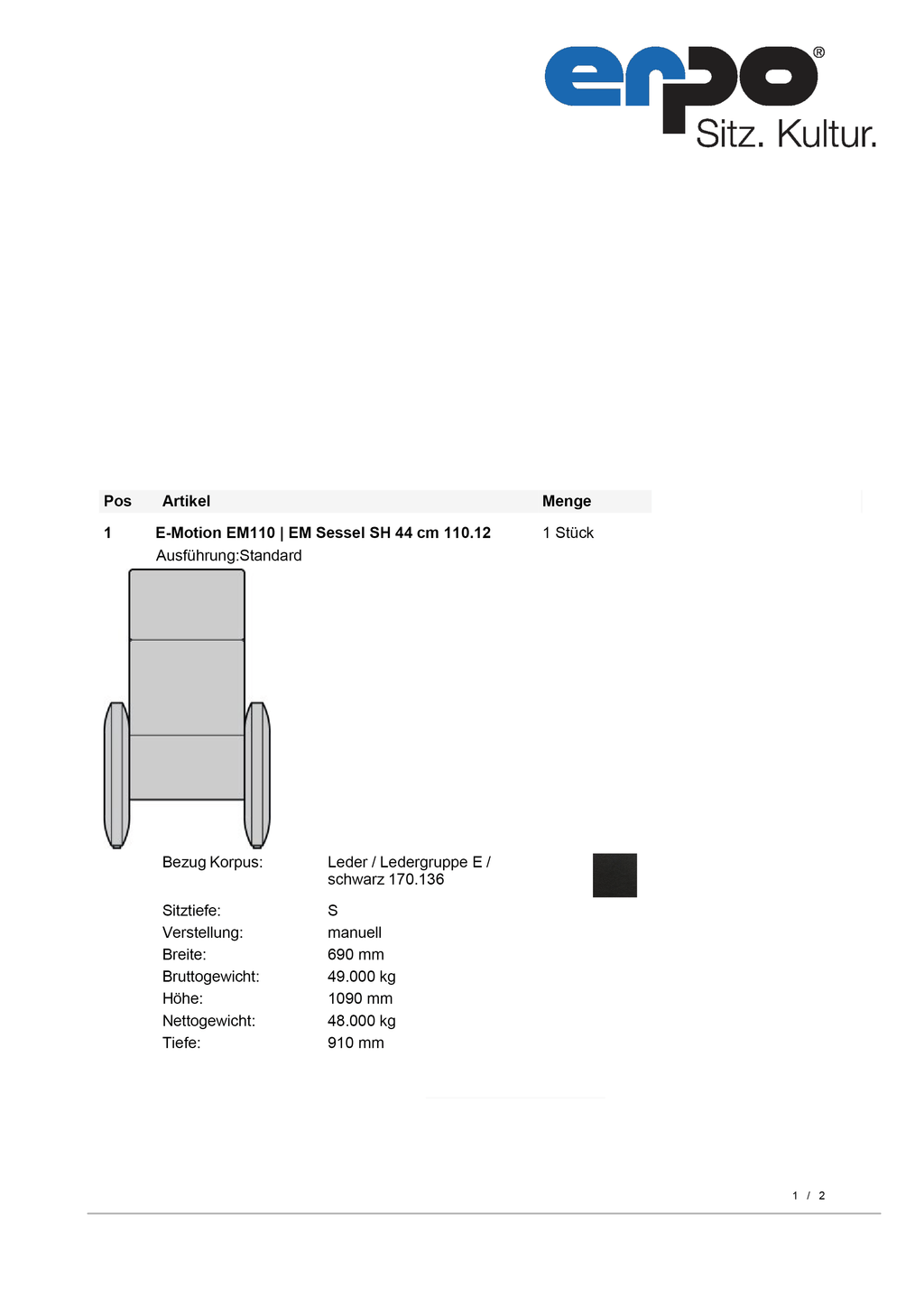 EM110 Funktionssessel
