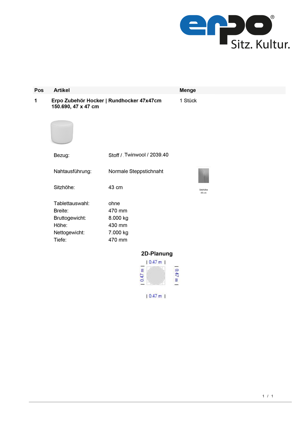 CL150.690 Twinwool Hocker