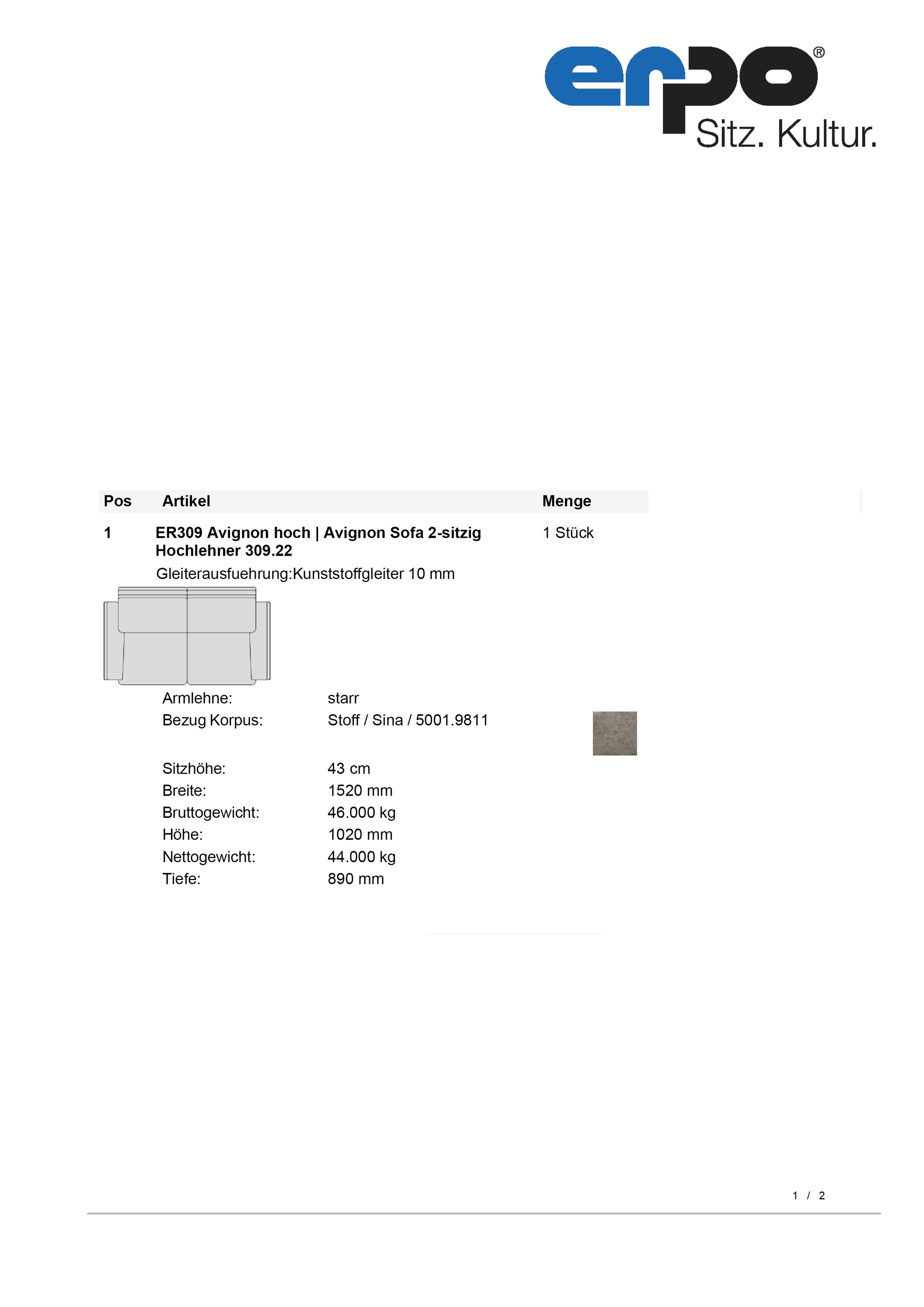 ER309 Avignon Sofa