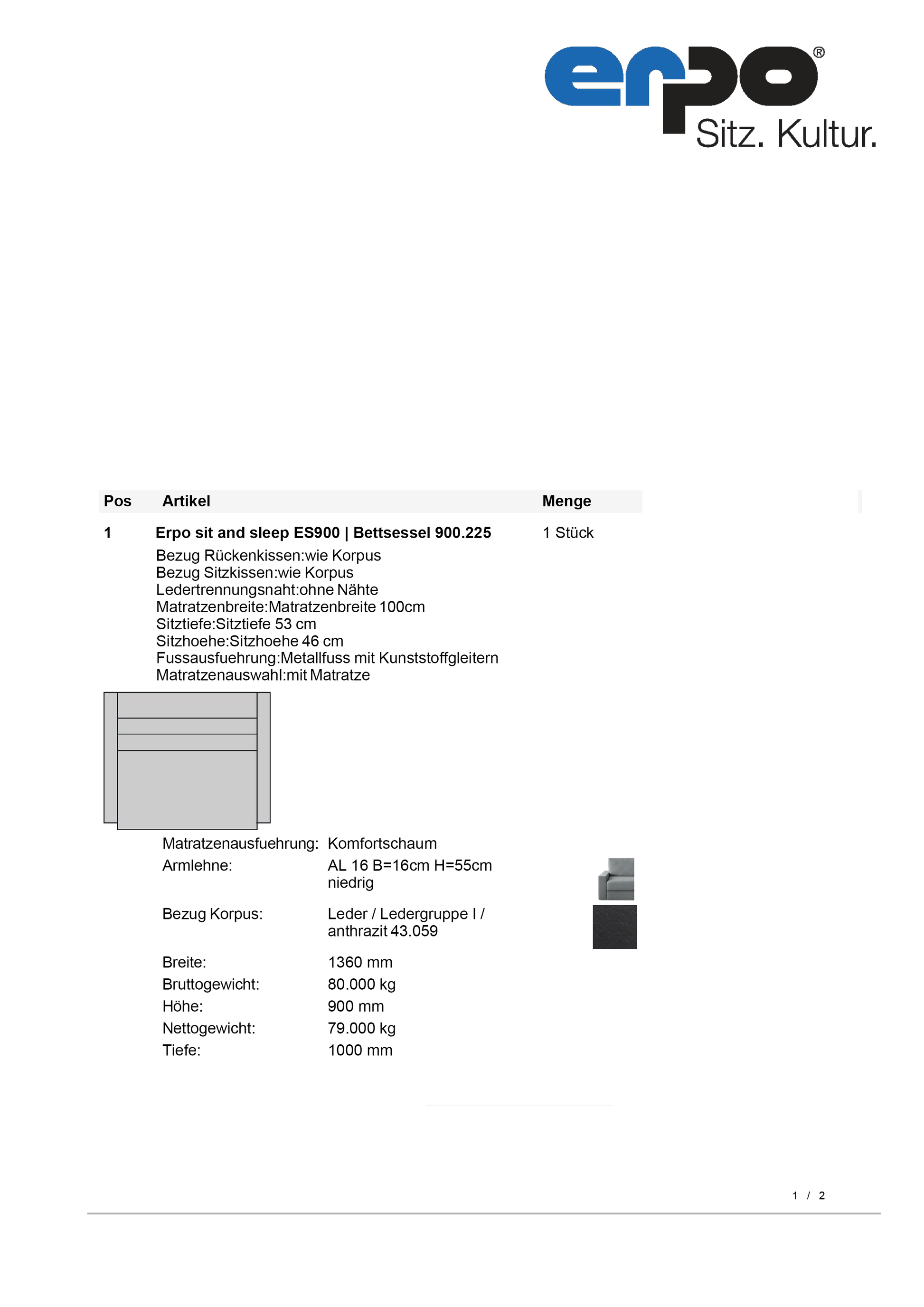 ES900 Bettsessel