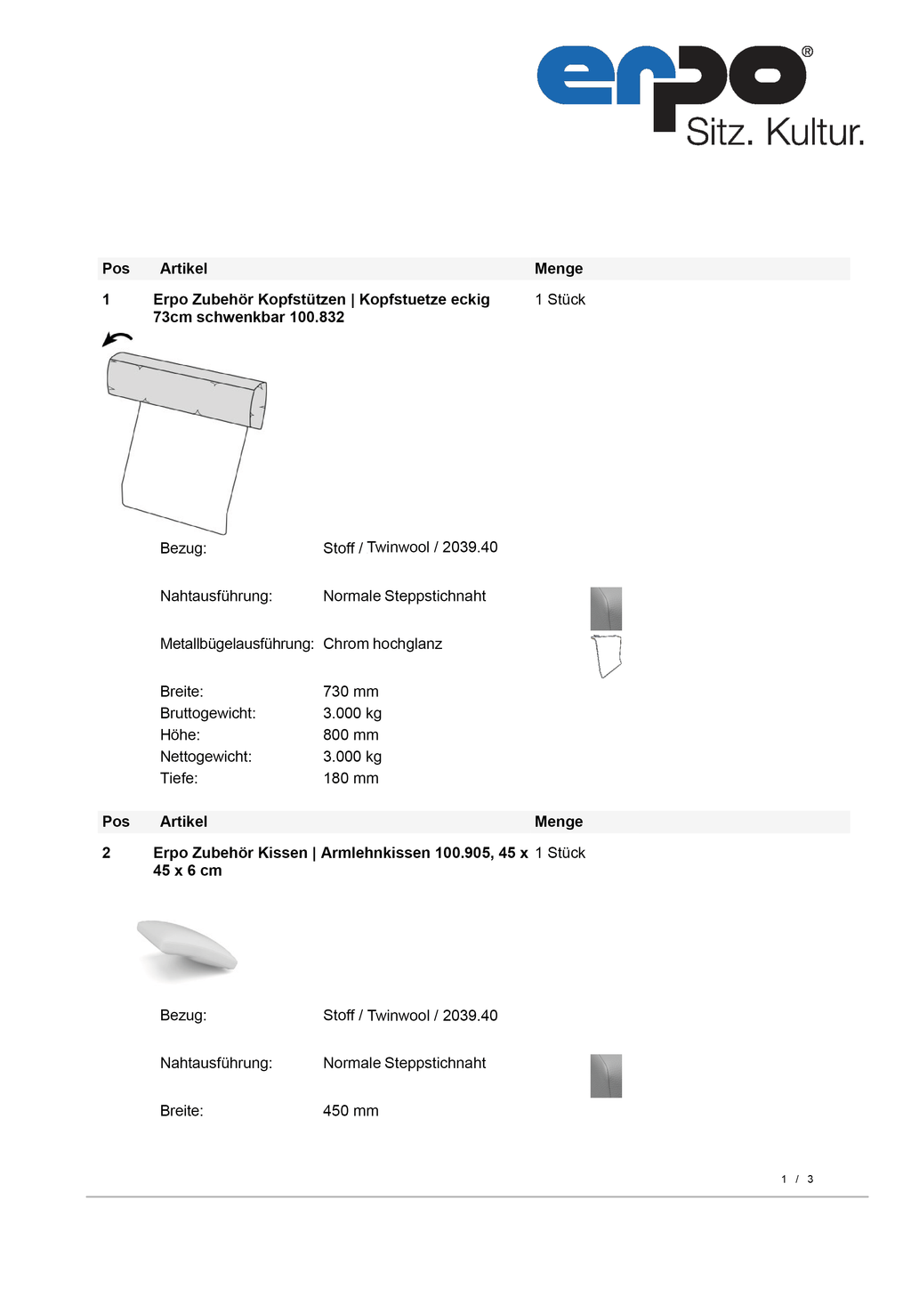 CL500 Twinwool Sofa 2,5-Sitzer breit