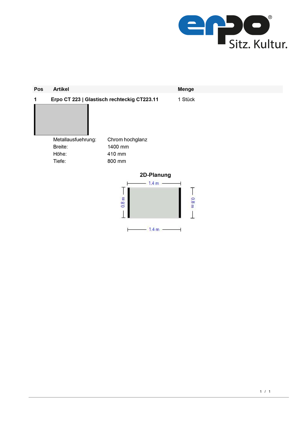 Glastisch rechteckig