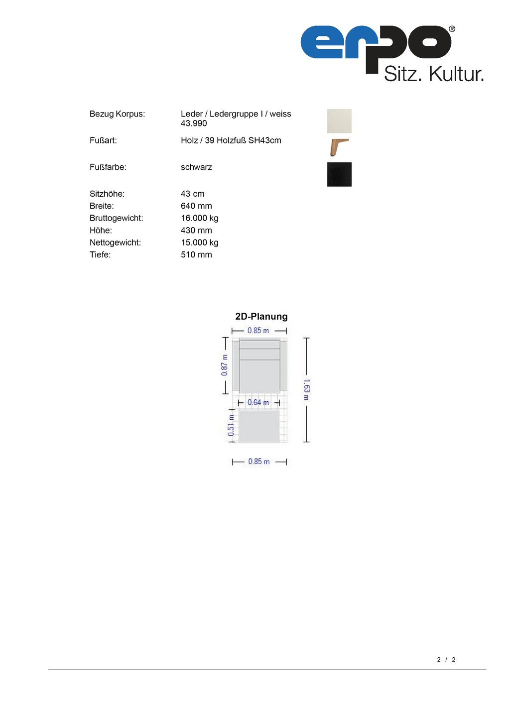 ER643 Bilbao extra hoch Sessel mit Hocker