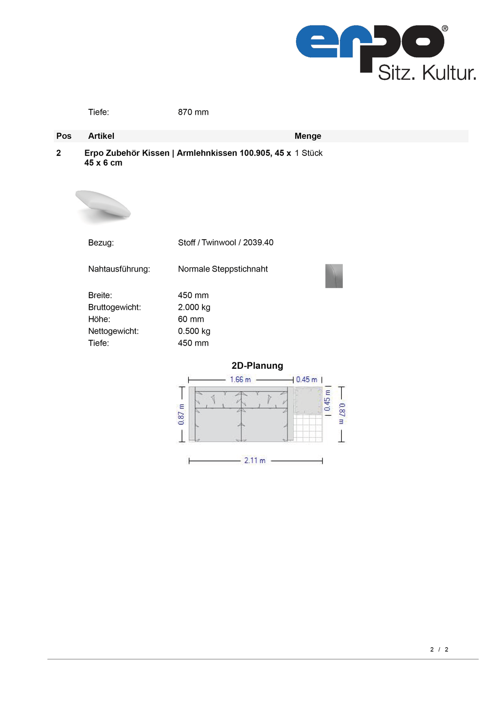 CL500 Twinwool Sofa 2,5-Sitzer
