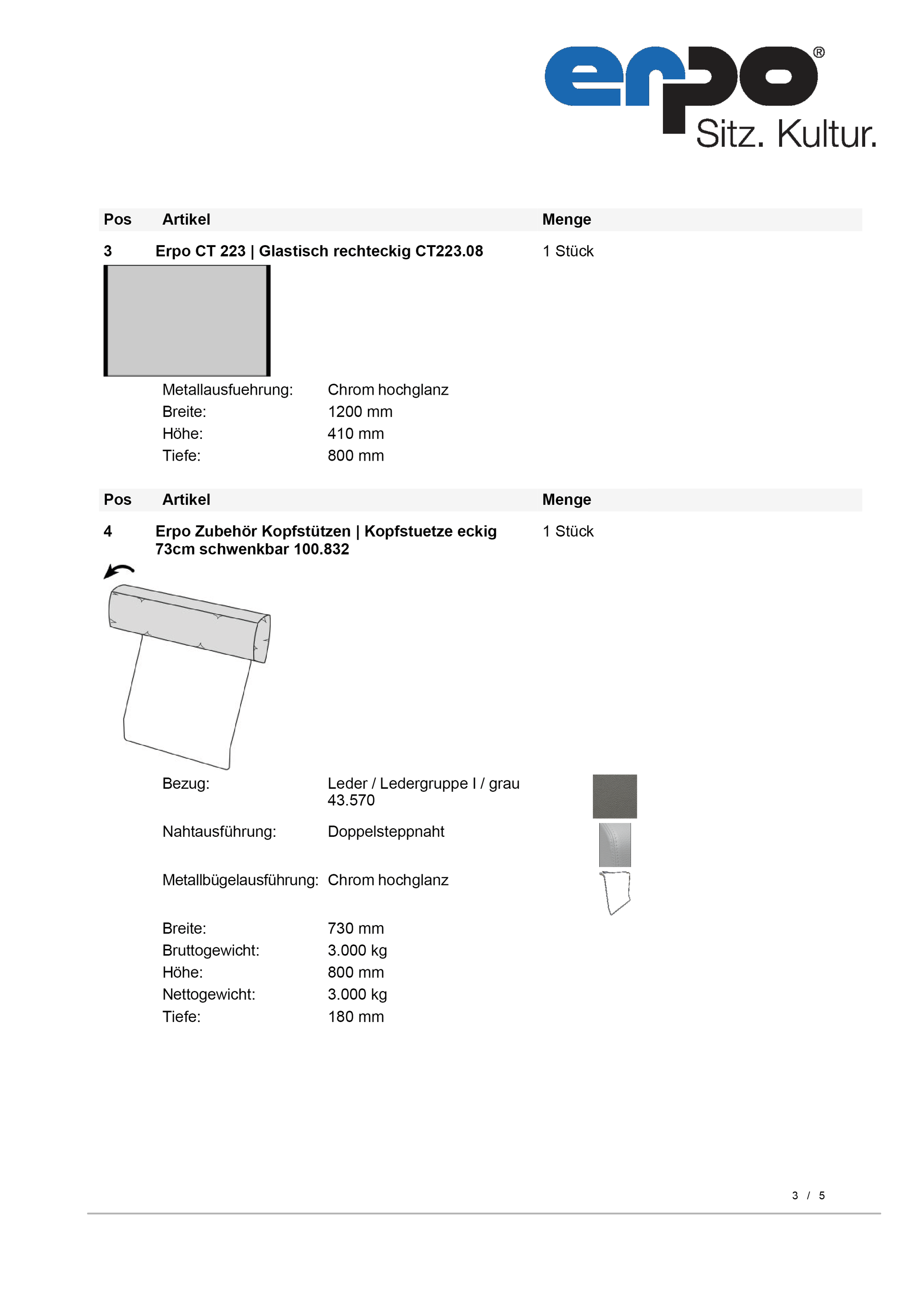 CL500 Sofagruppe mit Glastisch