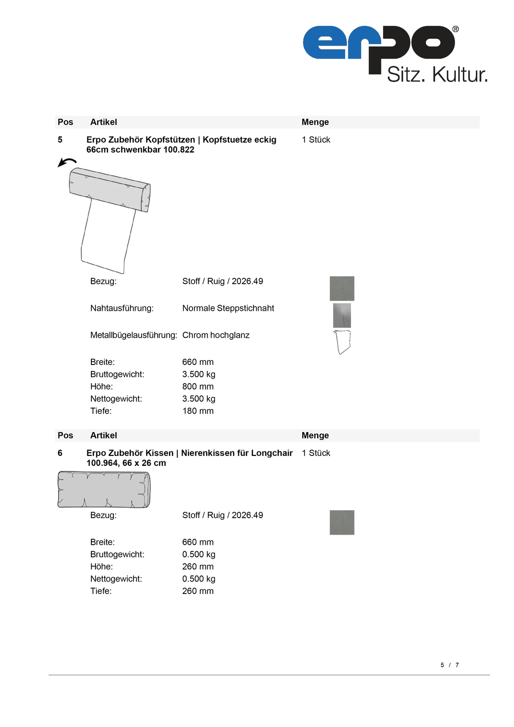 CL500 Sitzgruppe mit Kopfstütze und Kissen