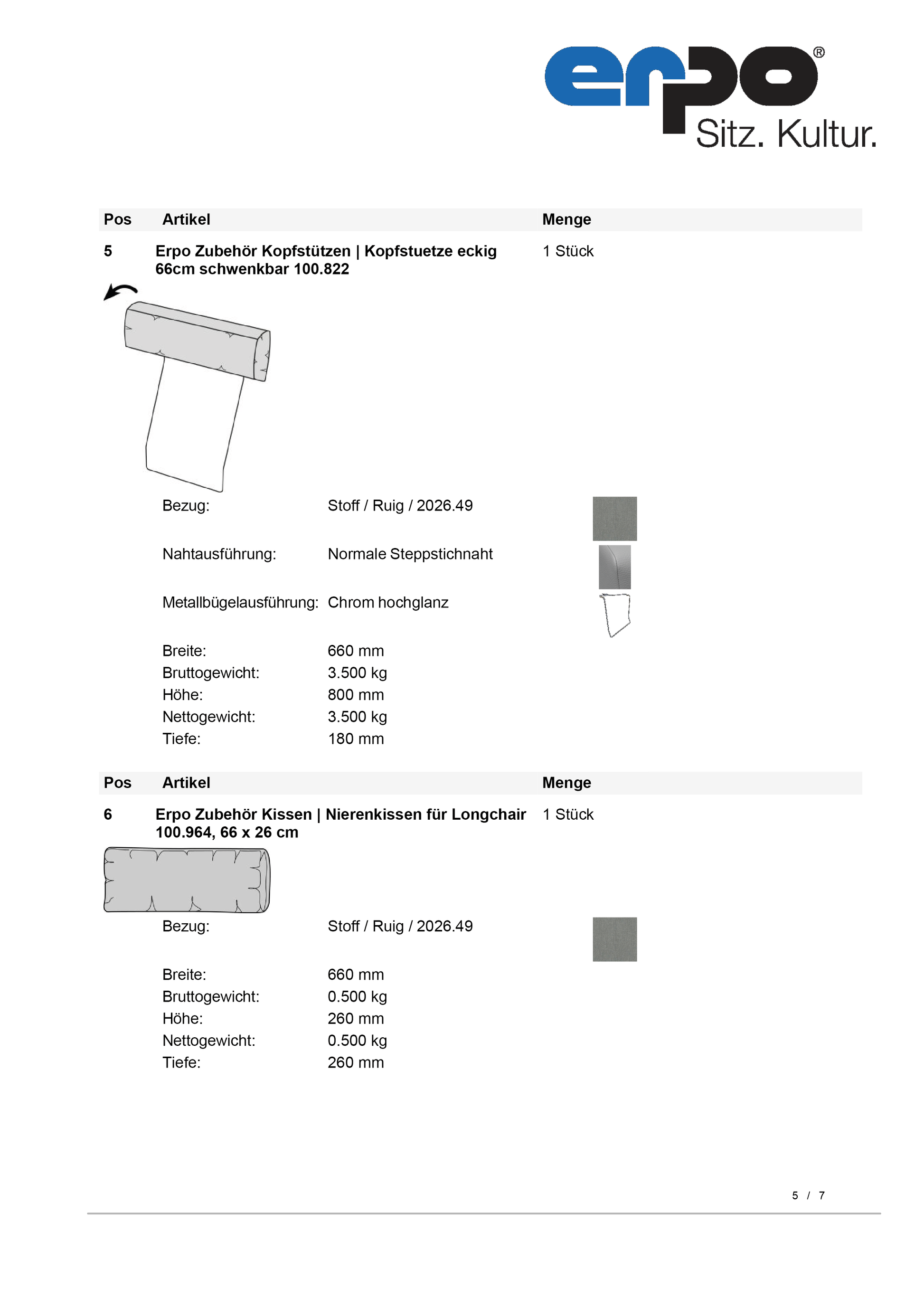 CL500 Sitzgruppe mit Kopfstütze und Kissen