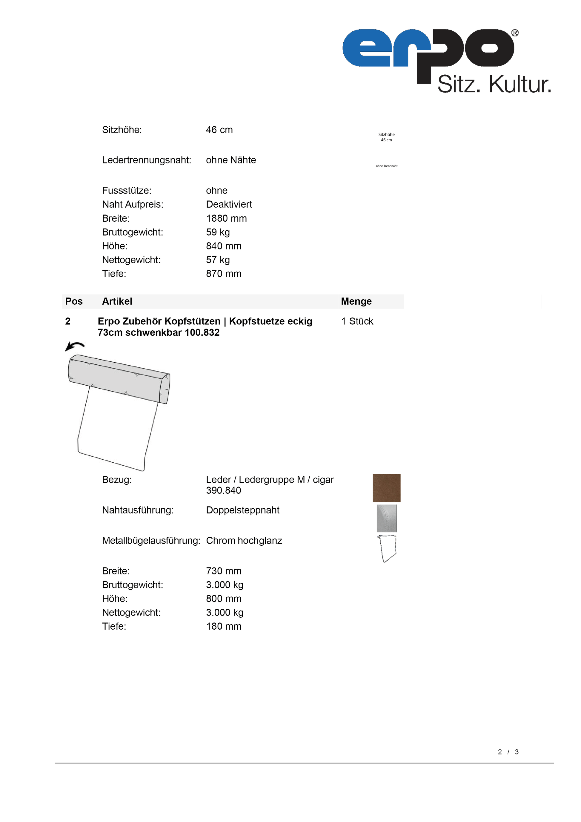 CL650 Einzelsofa mit Kopfstütze