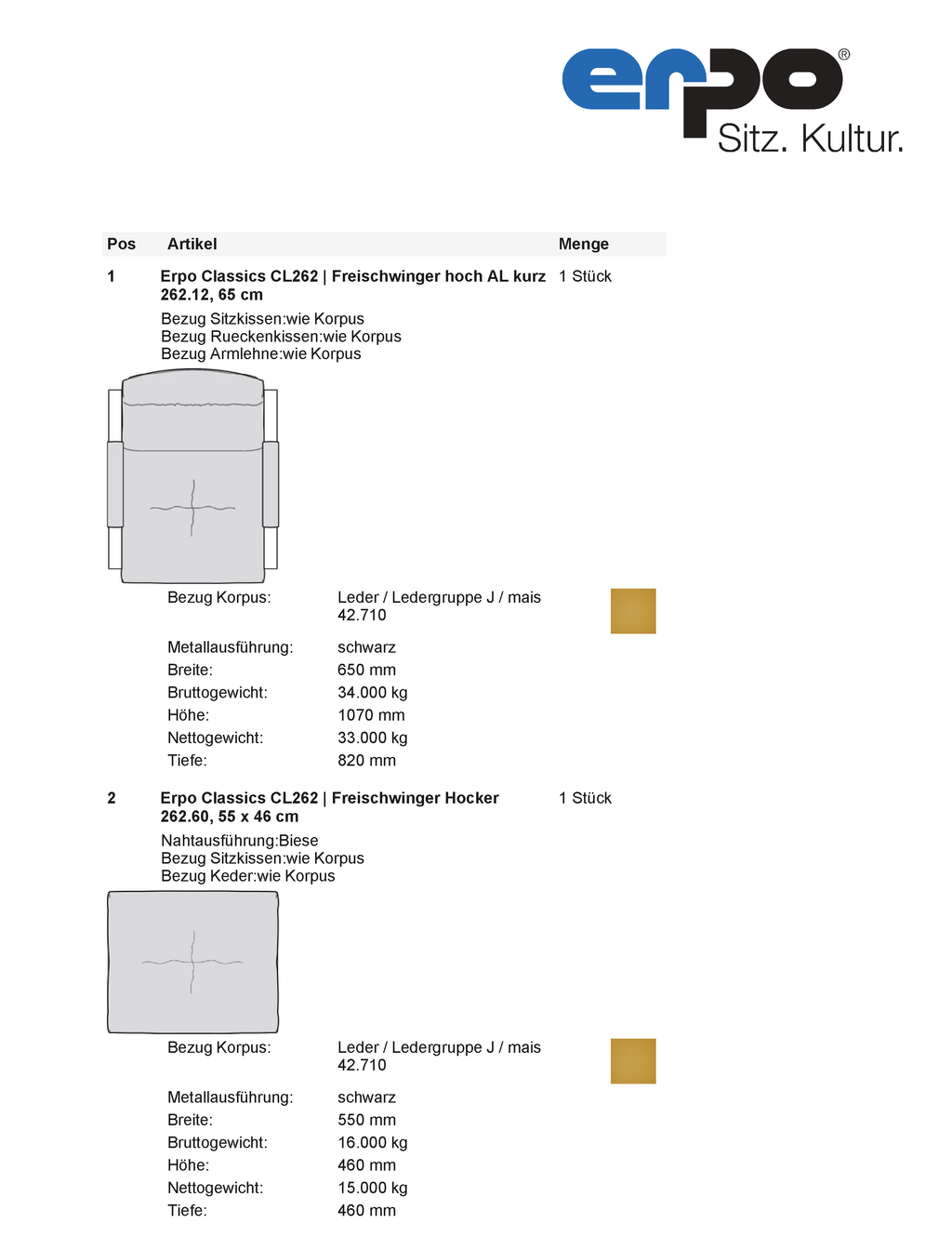CL262 Freischwinger mit Hocker