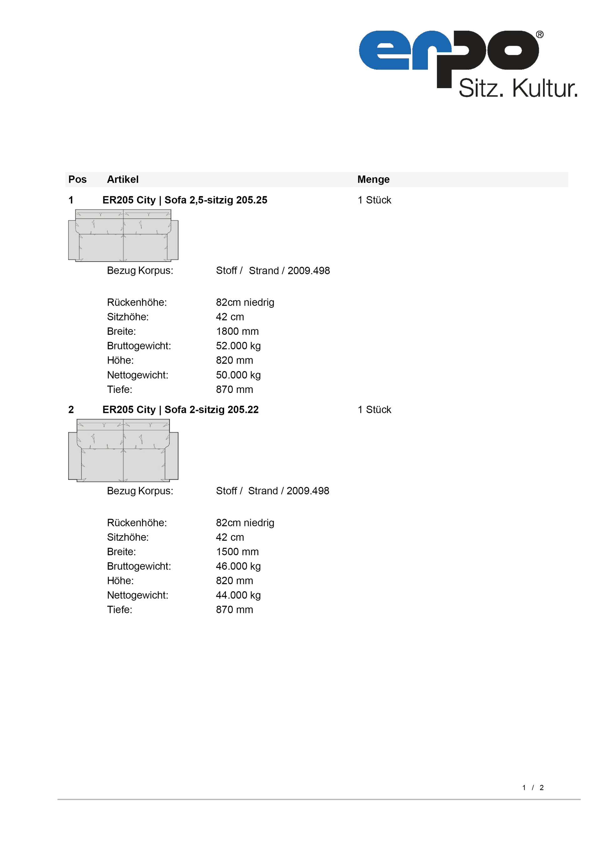 ER205 City Sofagruppe